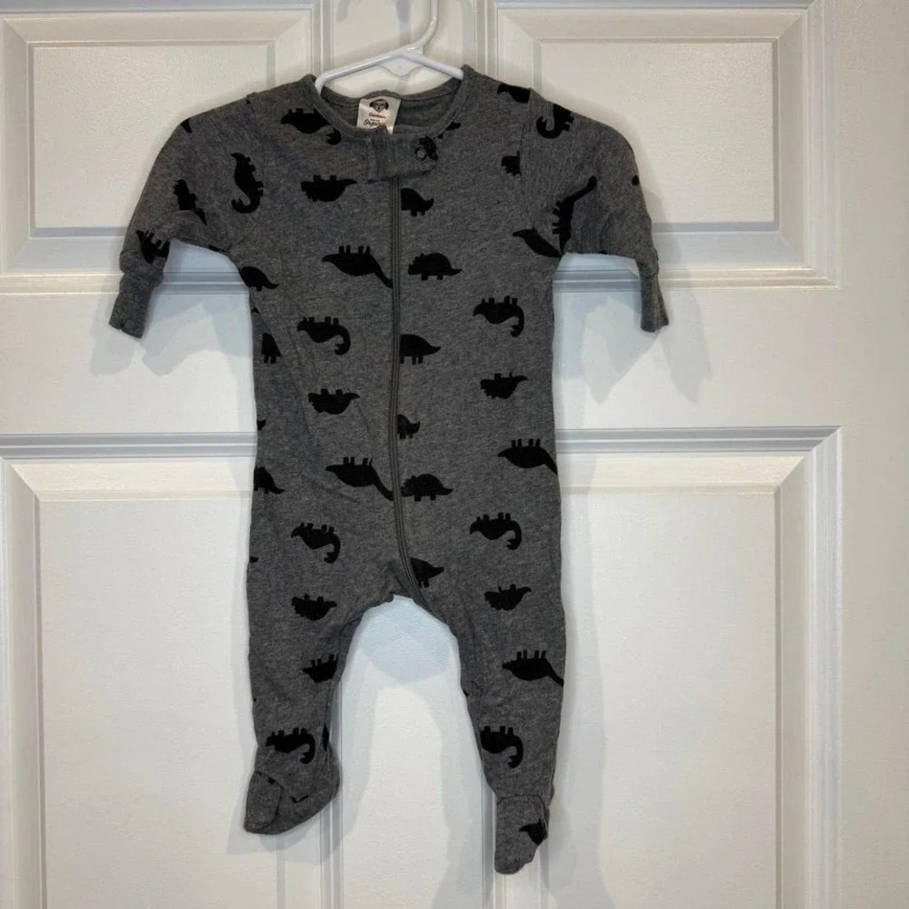 Gerber‎ Boys Dinosaur Zip Pajamas Size 0-3 Months